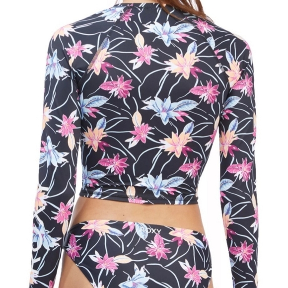 ROXY Active Cropped Long Sleeve Rashguard Size SMALL NWOT - Picture 4 of 9